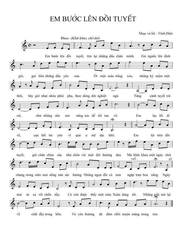 Sheet nhạc Em Bước Lên Đồi Tuyết